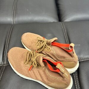 Adidas Brown Sneakers with Red Accents